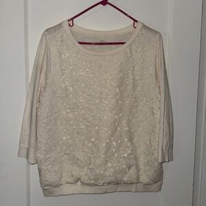 LOFT Embroidered Cut-out Lace Overlay Top